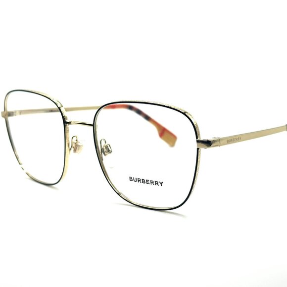 NEW BURBERRY B 1347 1109 Pale Gold/Black Women Square Eyeglasses 54mm 18 140 - Picture 1 of 9